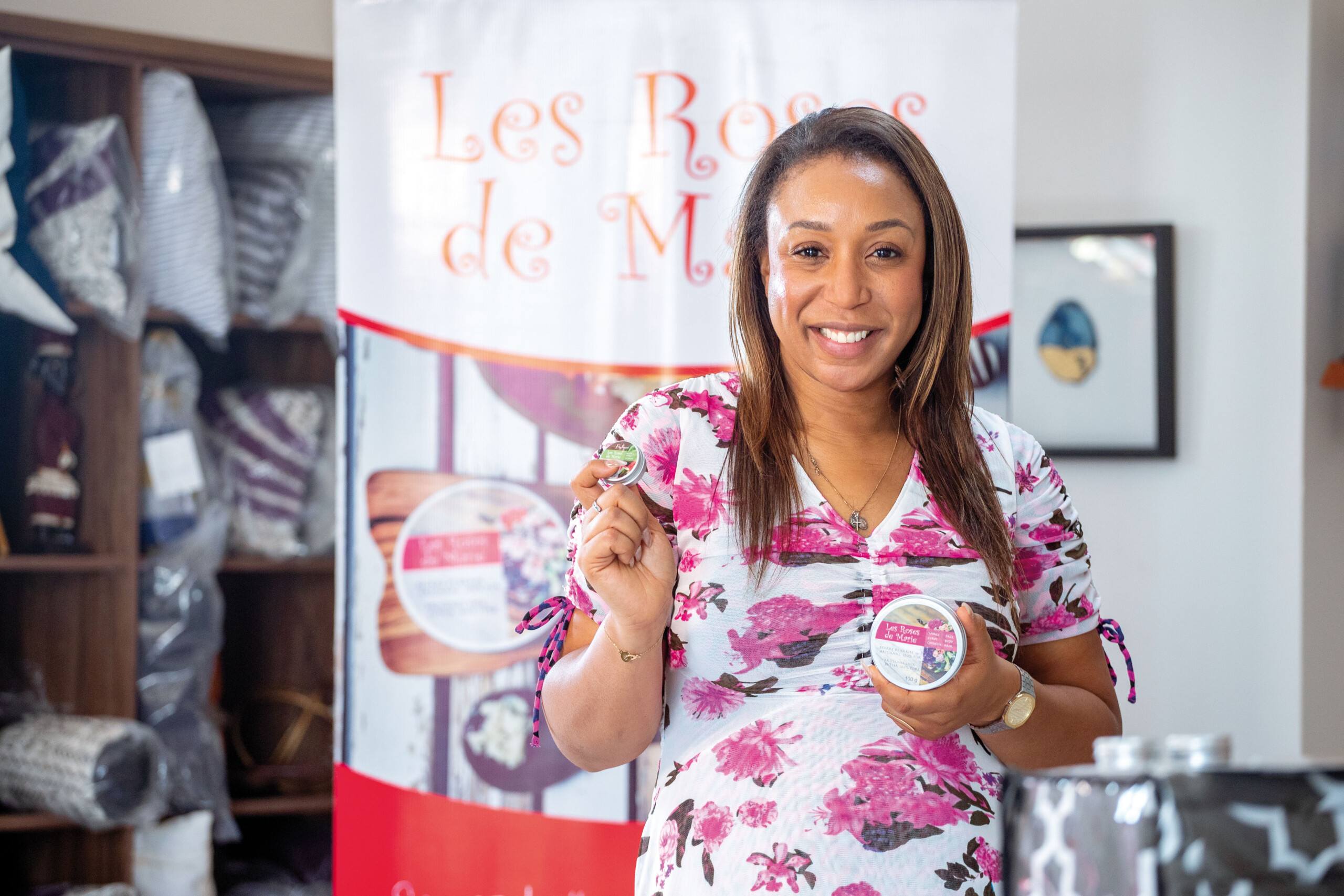 woman holding beauty products