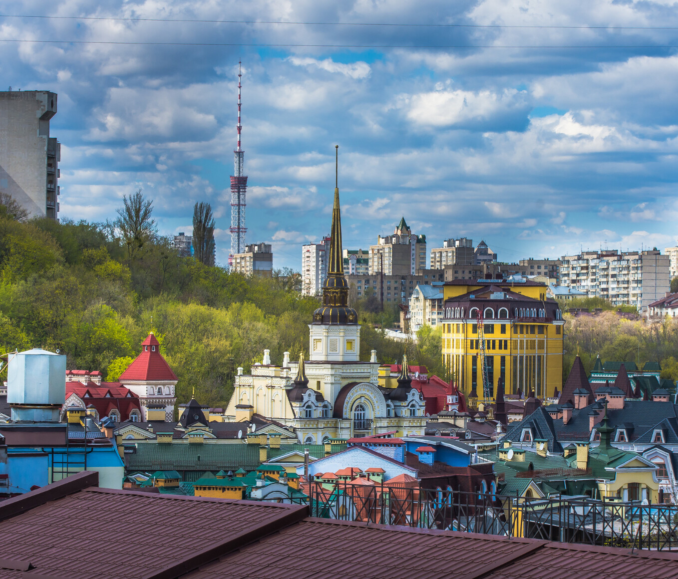 top view of roofs and buildings in Kyiv, Ukraine